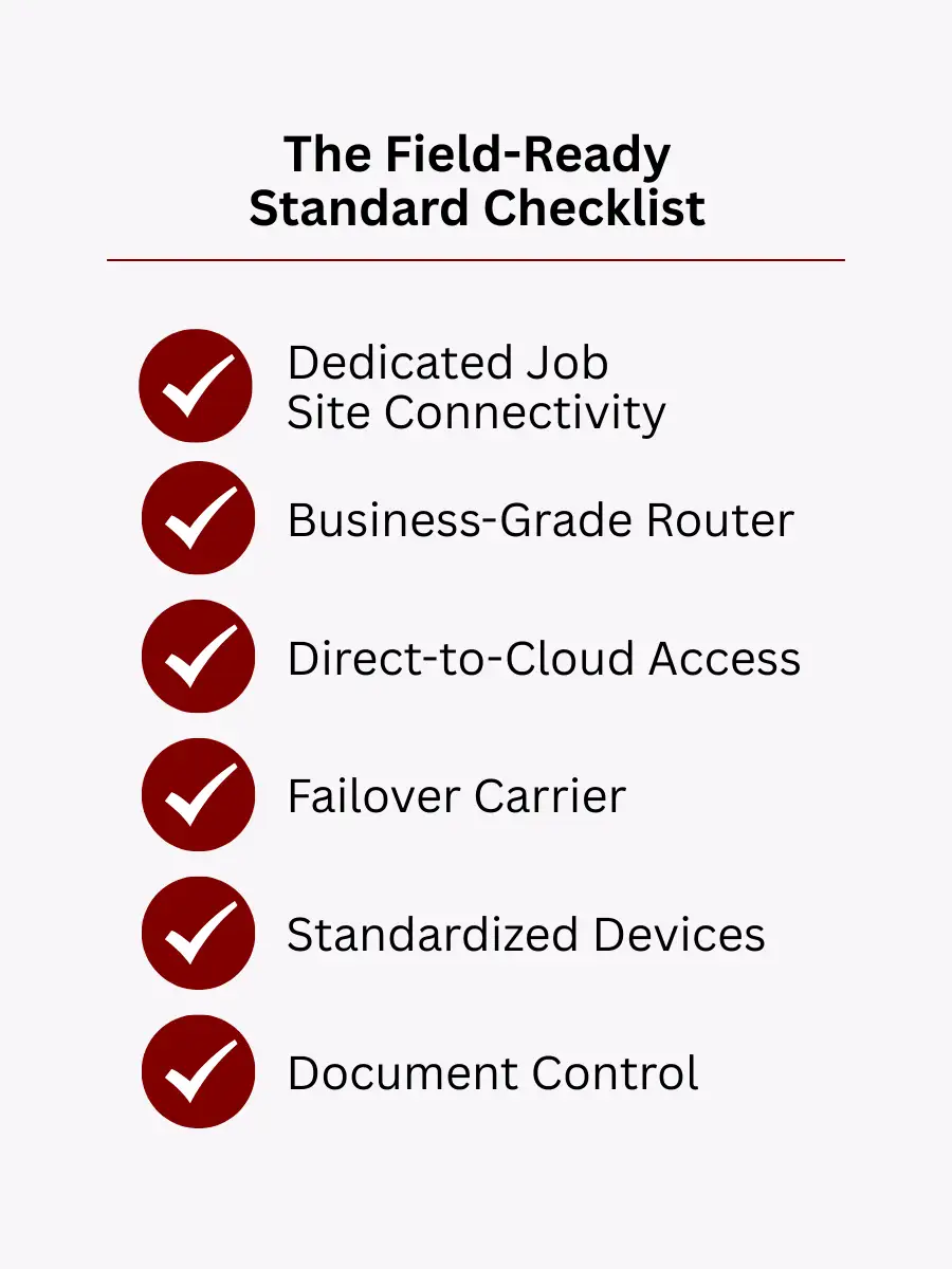 The field ready standard checklist for construction