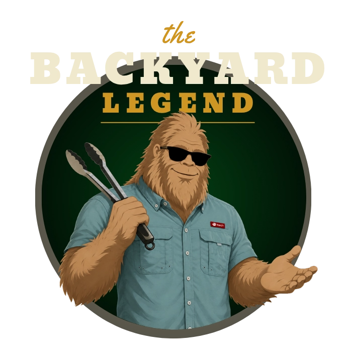 The Backyard Legend Giveaway Logo with bigfoot.