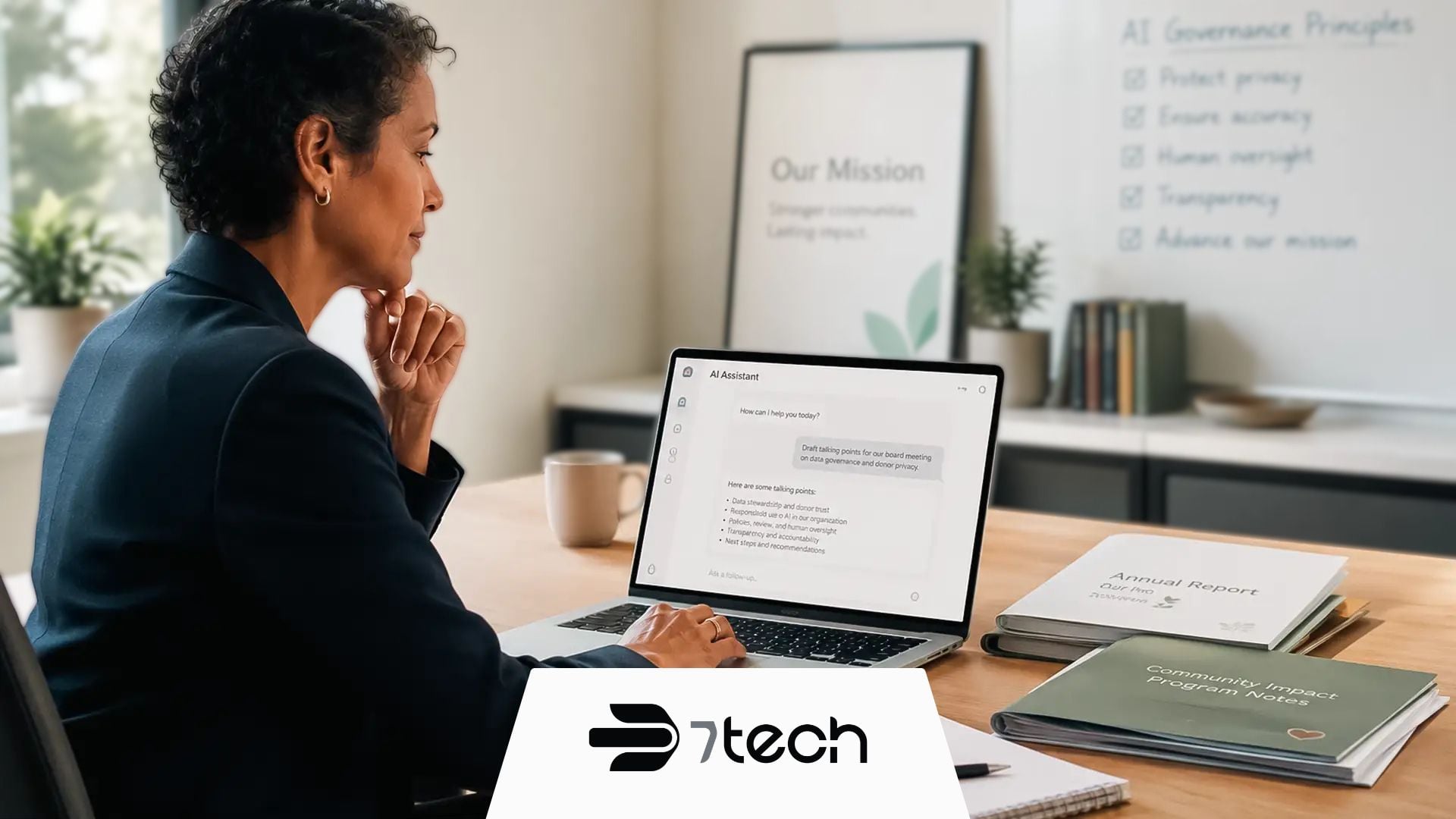 Nonprofit executive using AI with AI governance