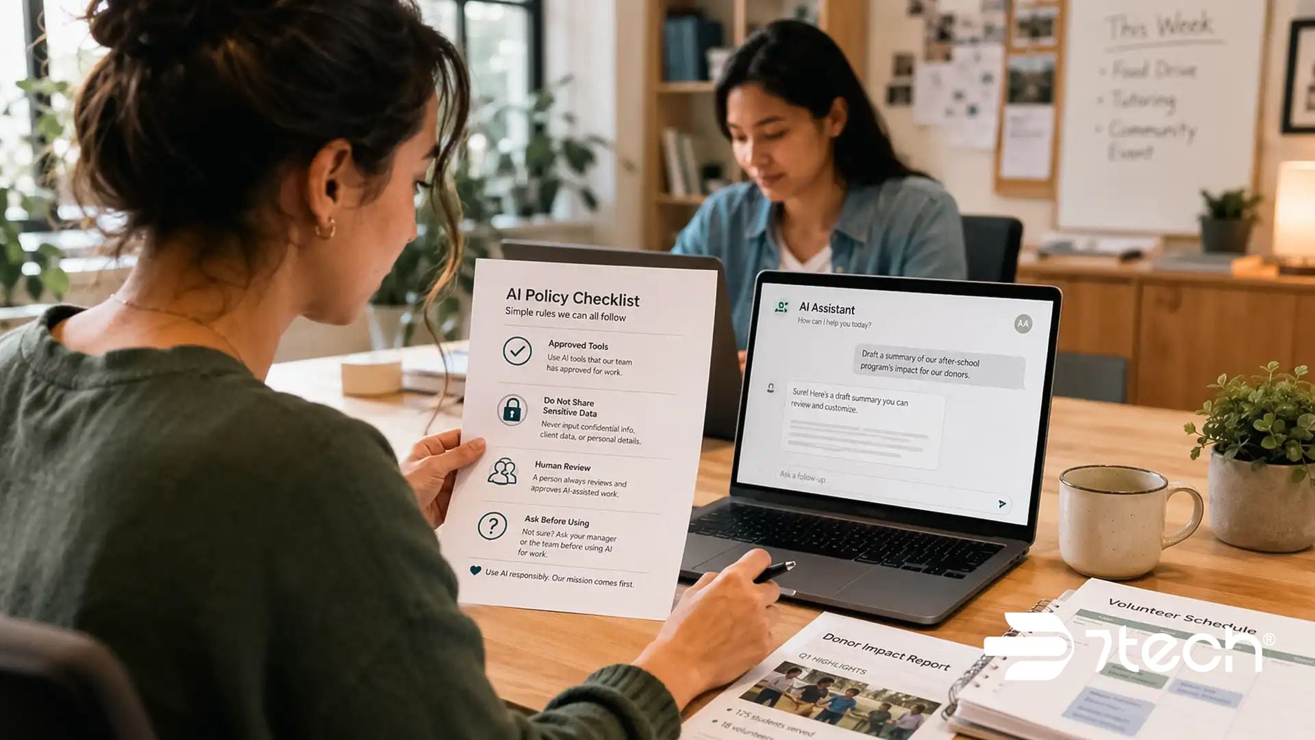 AI policy for nonprofits staff checklist in office