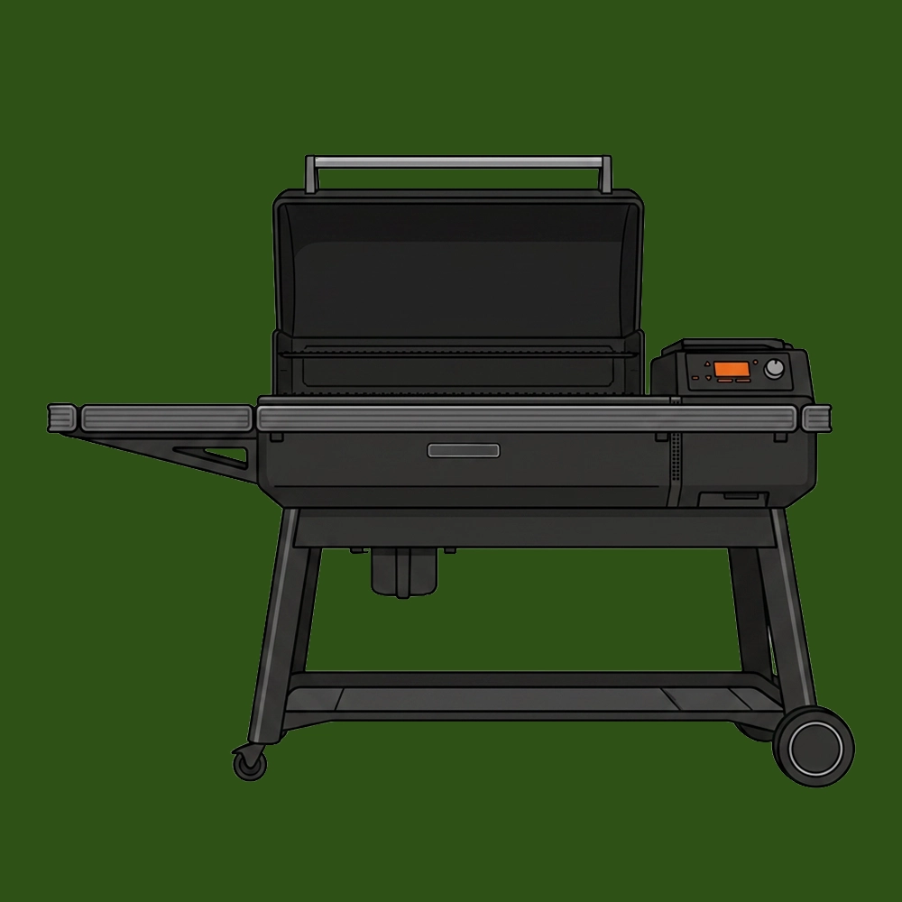 Illustration of a smoker and grill.