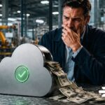 Backup assumptions manufacturers make shown with money spilling from cloud.