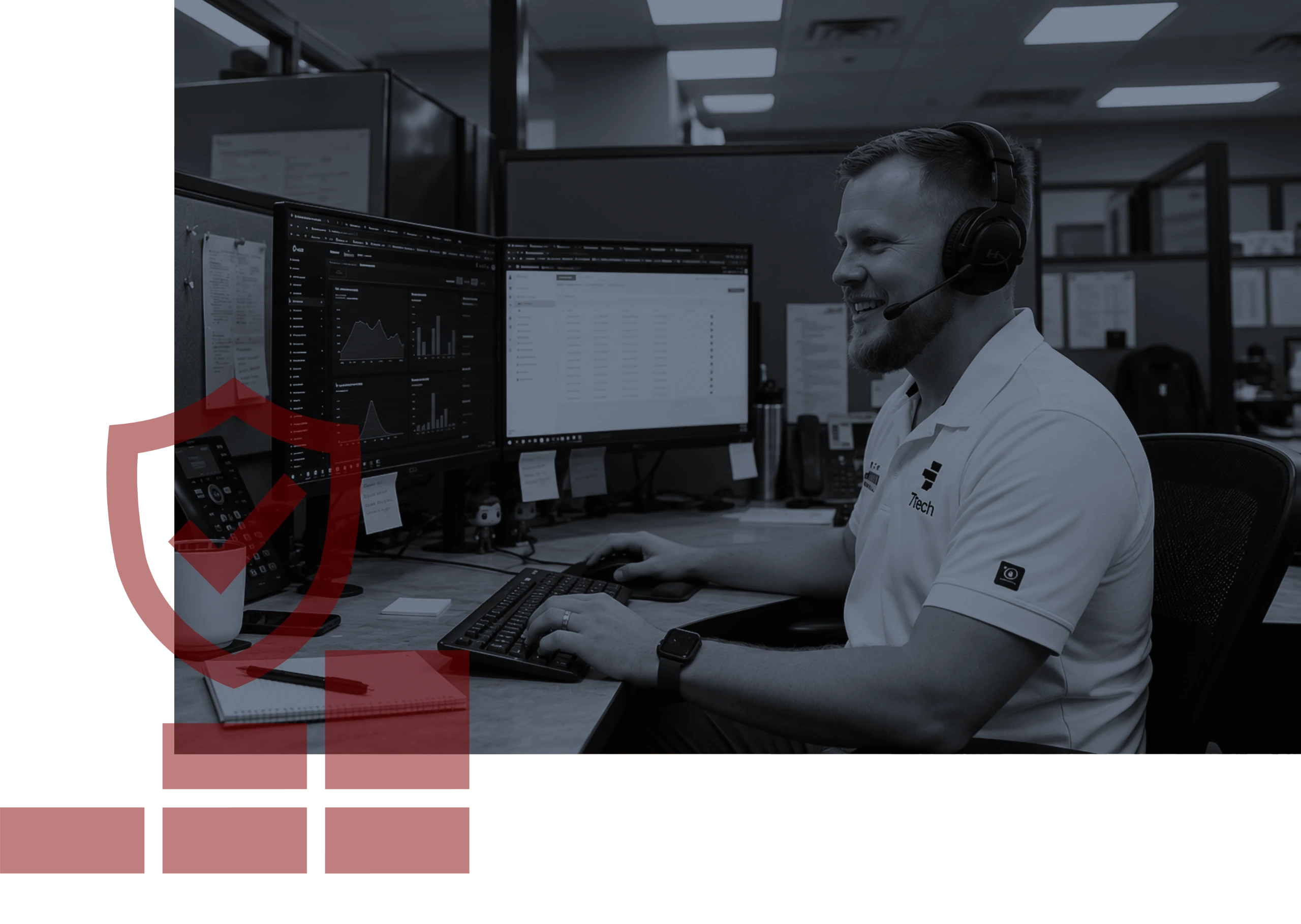 7tech service desk technician helping client with IT support request.