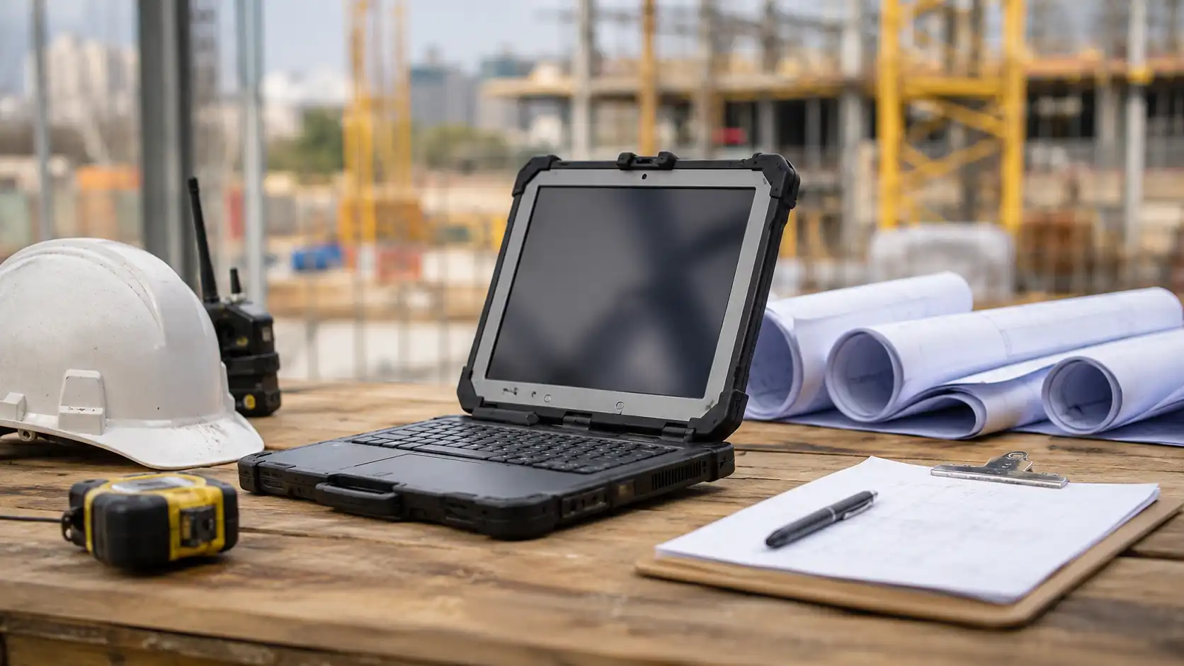 Rugged laptop supports construction field operations.