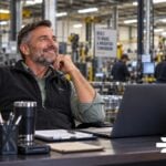 executive at desk happy that overlooked technology habits for manufacturers are gone