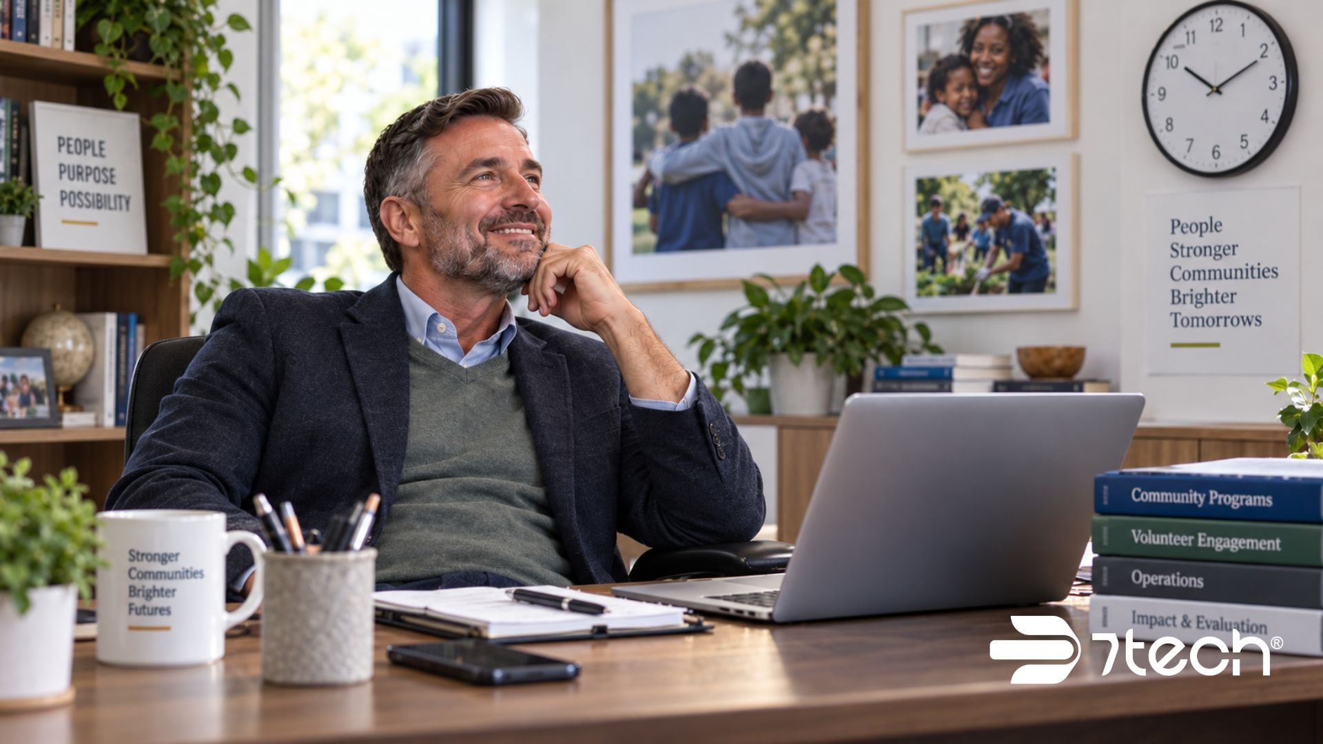 executive at desk happy that overlooked technology habits for nonprofits are gone