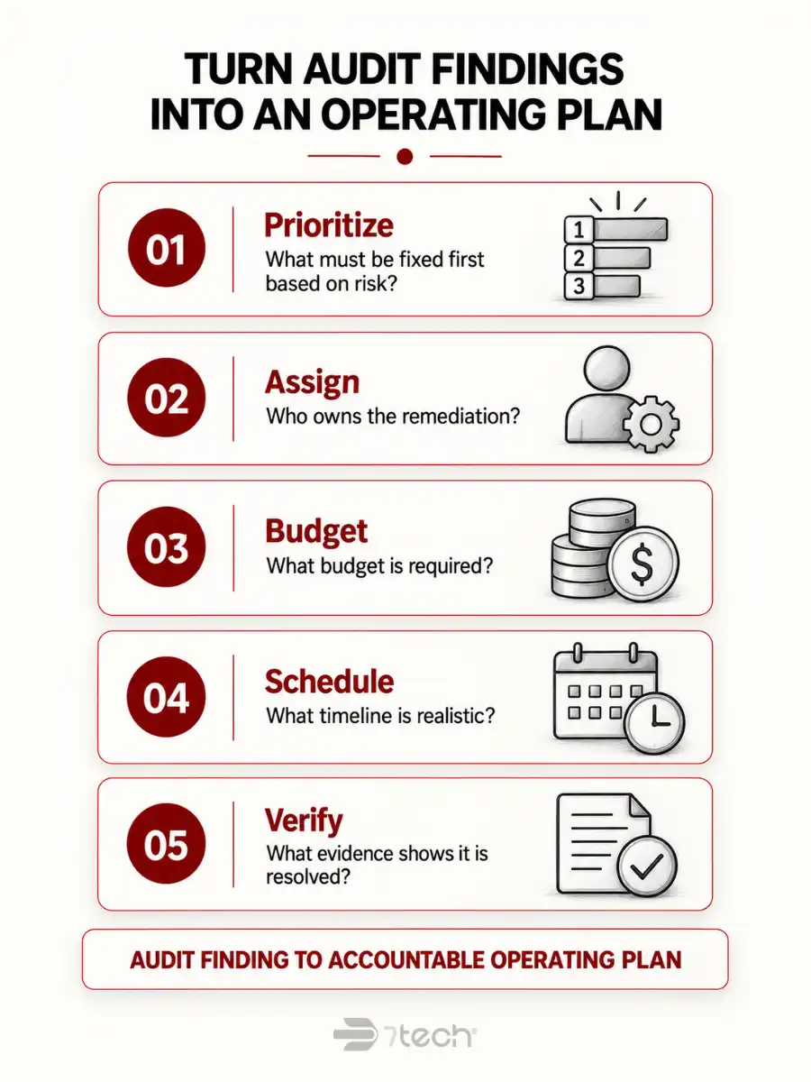 Audit findings become an operating plan.
