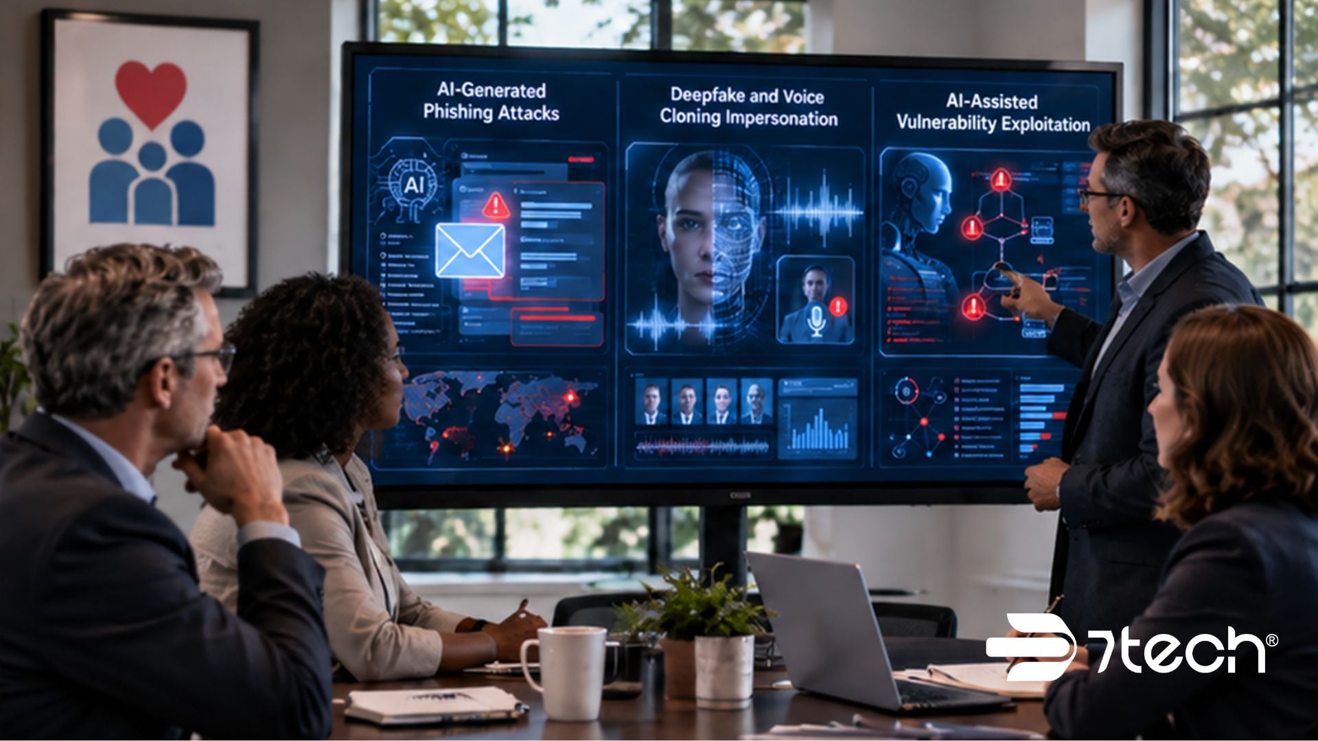 Nonprofit leaders reviewing AI cyber threats