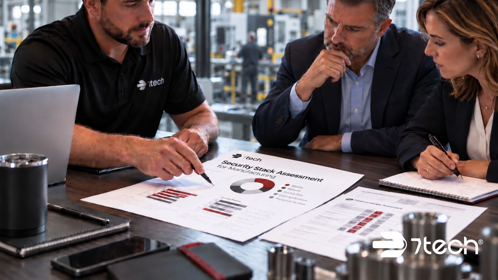 Manufacturing executives review security stack assessment